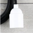 Textilkabel Lampenpendel 1-5m schwarz mit E27 Fassung Kunststoff weiß