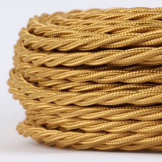Textilkabel Stoffkabel gold 3-adrig 3x0,75 gedreht...
