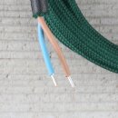 Textilkabel Dunkelgrün mit E27 Lampenfassung Glattmantel Kunststoff weiß 1-5m