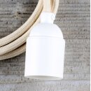 Textilkabel Elfenbein mit E27 Lampenfassung Glattmantel Kunststoff weiß 1-5m