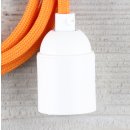 Textilkabel Lampenpendel 1-5m orange mit E27 Fassung Kunststoff weiß