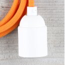 Textilkabel Orange mit E27 Lampenfassung Glattmantel Kunststoff weiß 1-5m