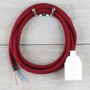 Textilkabel Bordeaux Rot mit E27 Lampenfassung Glattmantel Kunststoff weiß 1-5m