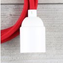 Textilkabel Lampenpendel 1-5m rot mit E27 Fassung Kunststoff weiß