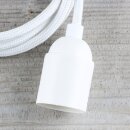 Textilkabel Weiß mit E27 Lampenfassung Glattmantel Kunststoff weiß 1-5m