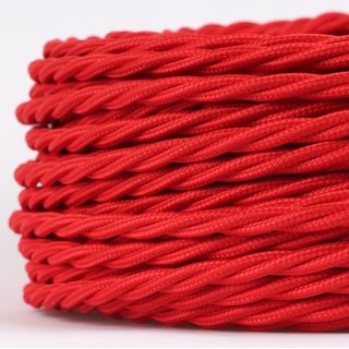 Textilkabel Stoffkabel rot 3-adrig 3x0,75 gedreht...
