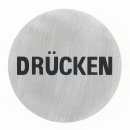 Häfele Symbol Hinweisschild Türschild "Drücken" 75mm rund Edelstahl matt