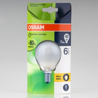 Osram E14 Duluxstar Mini Globe Energiesparlampe 7W (40W) 220-240V warmweiß 360 Lumen