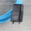 Textilkabel Hellblau 2-adrig mit Euro-Flachstecker Anschlussleitung Zuleitung 1-5 Meter
