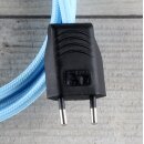 Textilkabel Himmelblau 2-adrig mit Euro-Flachstecker Anschlussleitung Zuleitung 1-5 Meter