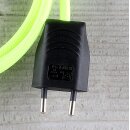 Textilkabel Neon-Gelb 2-adrig mit Euro-Flachstecker Anschlussleitung Zuleitung 1-5 Meter