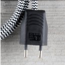Textilkabel Anschlussleitung Zuleitung 1-5m schwarz-weiß Zick Zack mit Euro-Flachstecker