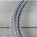 Textilkabel Anschlussleitung Zuleitung 1-5m schwarz-weiß Zick Zack mit Euro-Flachstecker