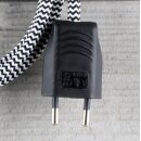 Textilkabel Schwarz-Weiß Zick-Zack 2-adrig mit Euro-Flachstecker Anschlussleitung Zuleitung 1-5 Meter