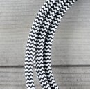 Textilkabel Schwarz-Weiß Zick-Zack 2-adrig mit Euro-Flachstecker Anschlussleitung Zuleitung 1-5 Meter