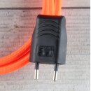 Textilkabel Neon-Orange 2-adrig mit Euro-Flachstecker Anschlussleitung Zuleitung 1-5 Meter
