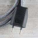 Textilkabel Steingrau 2-adrig mit Euro-Flachstecker Anschlussleitung Zuleitung 1-5 Meter
