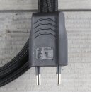 Textilkabel Schwarz 2-adrig mit Euro-Flachstecker Anschlussleitung Zuleitung 1-5 Meter