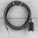 Textilkabel Grau-Meliert 2-adrig mit Euro-Flachstecker...