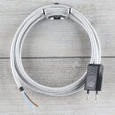 Textilkabel Silber 2-adrig mit Euro-Flachstecker...