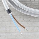 Textilkabel Silber 2-adrig mit Euro-Flachstecker...