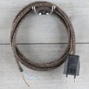 Textilkabel Braun-Meliert 2-adrig mit Euro-Flachstecker...