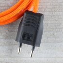 Textilkabel Orange 2-adrig mit Euro-Flachstecker Anschlussleitung Zuleitung 1-5 Meter