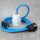 Textilkabel Blau mit E27 Porzellanfassung Schnurschalter und Schutzkontakt-Stecker schwarz