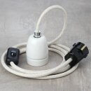 Textilkabel Kiesel mit E27 Porzellanfassung...