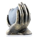 Deko Design Skulptur Figur "Herz in Händen" 15cm Bronze grau