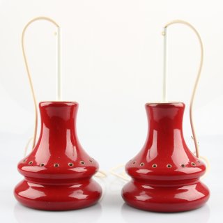 70/80er Jahre Hängelampe Hängeleuchte Küchenlampe Tresenlampe Keramik rot 18x15cm