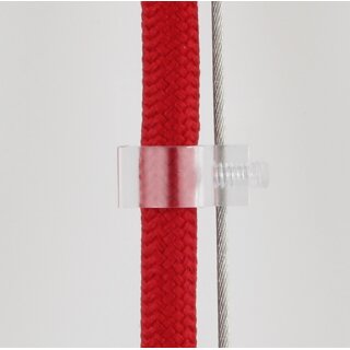 Kabelclip Kabelhalter Seilhalter-Clip für Stahlseile Lampen-Kabel 7.0-8.5mm + Drahtseil 1.0-2.0mm Kunststoff transparent