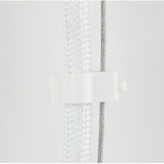 Kabelclip Kabelhalter Seilhalter-Clip für Stahlseile Lampen-Kabel 7.0-8.5mm + Drahtseil 1.0-2.0mm Kunststoff weiß