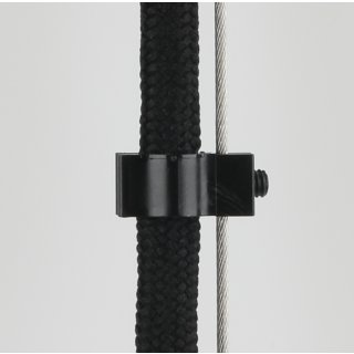 Kabelclip Kabelhalter Seilhalter-Clip mit Madenschraube für Stahlseile Lampen-Kabel 7.0-8.5mm + Drahtseil 1.0-2.0mm Kunststoff schwarz