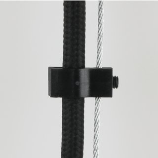 Kabelclip Kabelhalter Seilhalter-Clip mit Madenschraube für Stahlseile Lampen-Kabel 5.0-6.5mm + Drahtseil 1.0-2.0mm Kunststoff schwarz