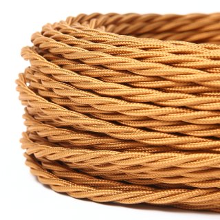 Textilkabel Stoffkabel englisch gold 2-adrig 2x0,75 gedreht verseilt einzeln umflochten