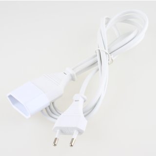 2m Euro Verlängerung Euro Stecker auf Euro Kupplung weiß 2.5A/250V von goobay