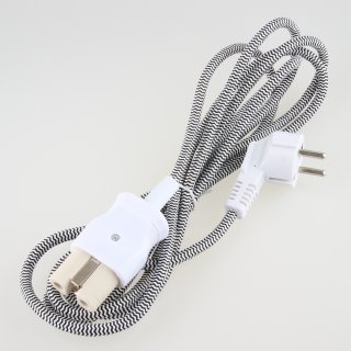3m Bügeleisen Anschlussleitung Kabel Textilummantelt 3x0.75mm schwarz weiß 250V/16A