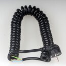 Spiralkabel Wendelleitung mit Schutzkontakt-Stecker schwarz 3-adrig 3x1,0 mm² dehnbar bis 2,5 Meter