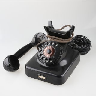 70/80er Jahre Vintage Telefon Wählscheibentelefon Haus-Telefon schwarz