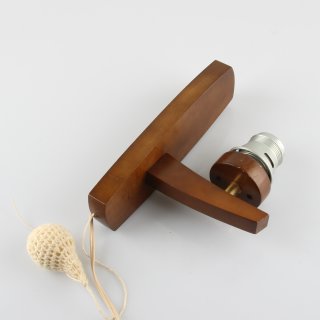 Holz Wandleuchte Wandlampe Vintage mit E27 Fassung Zugschalter und Stecker 22x7cm