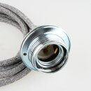 Textilkabel Steingrau mit E27 Lampenfassung Metall verchromt und 2 Schraubringe 1-5m