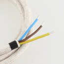 Textilkabel Kiesel mit E27 Lampenfassung Metall verchromt und 2 Schraubringe 1-5m