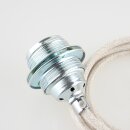 Textilkabel Kiesel mit E27 Lampenfassung Metall verchromt und 2 Schraubringe 1-5m
