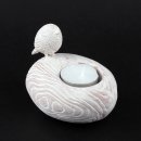 Kerzenhalter Teelicht Windlicht Halter Figur Vogel Spatz naturfarben weiß Holz-Optik