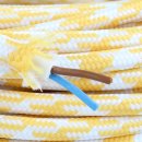 Textilkabel Stoffkabel Hahnenkamm Muster gelb weiß 2-adrig 2x0,75 Schlauchleitung textilummantelt