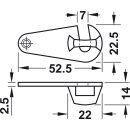 Häfele Schließhaken Haken-Verschluss Metall vernickelt zum Schrauben 53mm für Zargentische, Tisch-Einlegeplatten