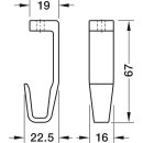 Häfele Mittel-Deckenträger Halterung in weiß 67x16x19mm für Schrankrohre Schrankstangen Kleiderstangen