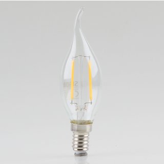 E14 LED Windstosslampe Gl&uuml;hbirne Kerzenform 2,5W=25W warmwei&szlig; klar