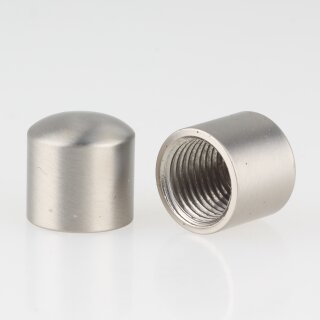 M10x1 Lampen Abschlussknopf Zierknopf 12x12mm zylindrisch Edelstahloptik für Lampen und Leuchtenbau